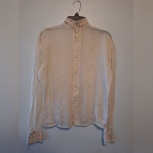 Vintage Wayne Rogers Cream Long Sleeve Button Down Blouse Size 9/10